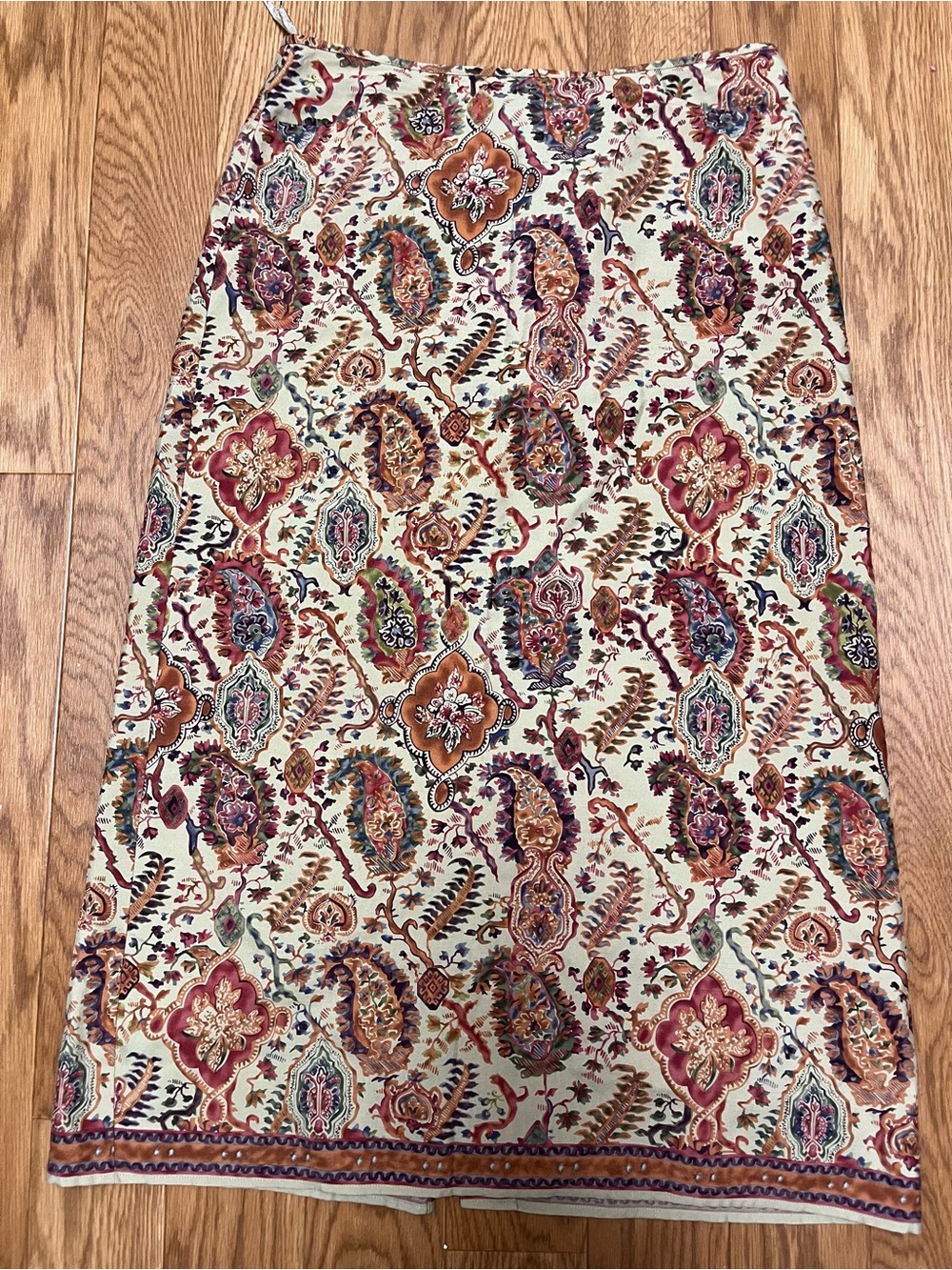 Sundance Cream Midi Skirt with Multicolor Paisley Print